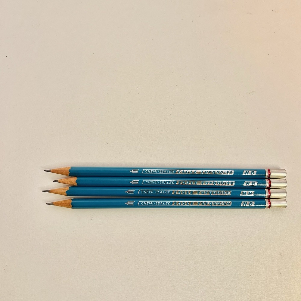 4 Eagle Turquoise Chemi-Sealed HB Pencils Sharpened Vintage